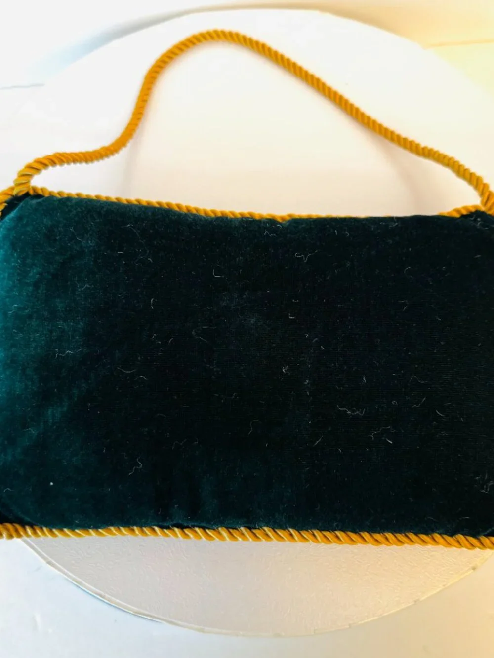 Vtg Velvet Christmas Pillow 10x6